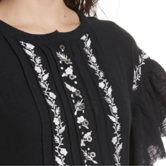 Free People Santiago Dress Boho Black & White Embroidered Size Large - Picture 7 of 16